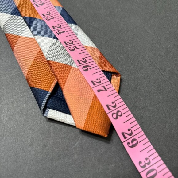 NWOT Izod Orange Blue Plaid Necktie 3 x 57" Stripes Mens Tie Gators Auburn UVA - Picture 7 of 10